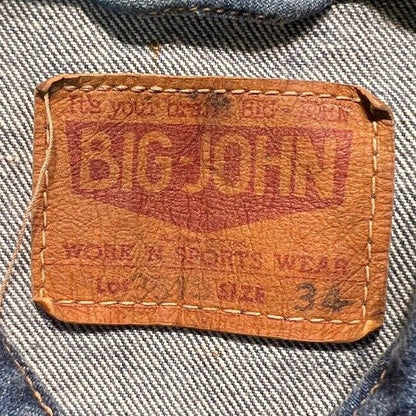 Big John Denim Jacket G Jean Outer Button Flap Cotton Plain Lot3515 C-Oy-3515 Am