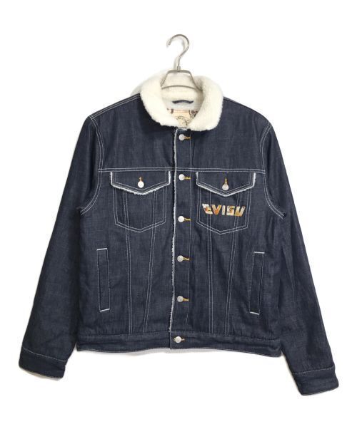 Evisu 2 Layer Brush Stroke Diecock Sherpa Lined Denim Jacket size XL