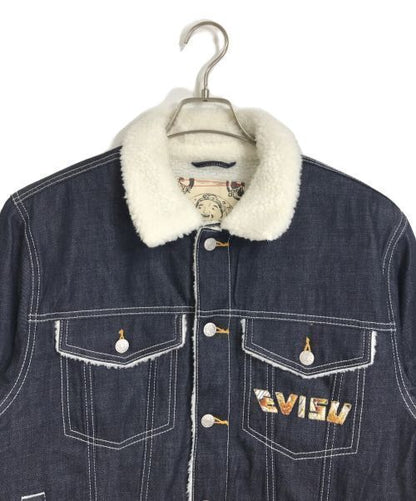 Evisu 2 Layer Brush Stroke Diecock Sherpa Lined Denim Jacket size XL