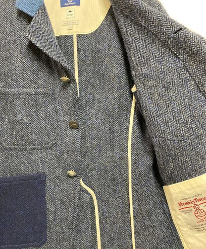 Hummingbirdshill × Jipijapa Crazy Harris Tweed-Jacket Navy Denim Jacket size 40