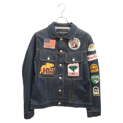 Hunting World Size S Embroidered Patch Stretch Denim Jacket G Jean 81Jk07 Indigo