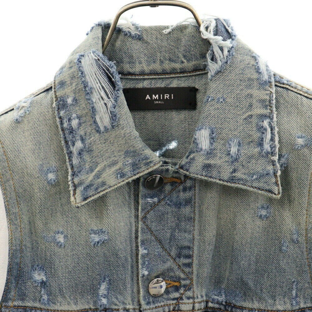 Amiri Size S Damage Denim Jacket Damaged Leather Switching Indigo Condition B Co