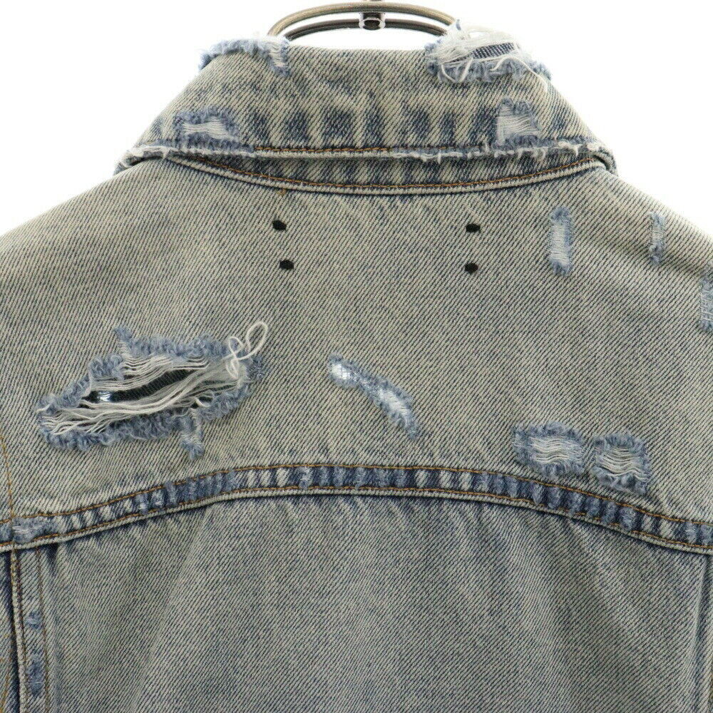 Amiri Size S Damage Denim Jacket Damaged Leather Switching Indigo Condition B Co