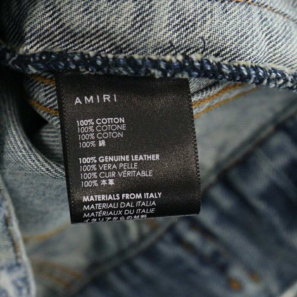 Amiri Size S Damage Denim Jacket Damaged Leather Switching Indigo Condition B Co