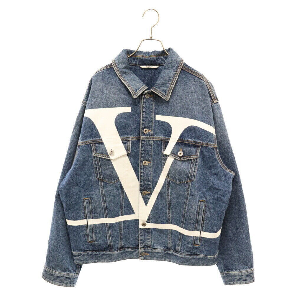 Valentino Size 50 Logo Denim Jacket Wv3Dc01J7L0 Indigo Blue Condition A Color