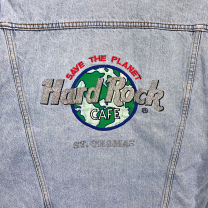 Hard Rock Cafe Denim Jacket Size Indication S Blue G Jean Blouson Outerwear Embr