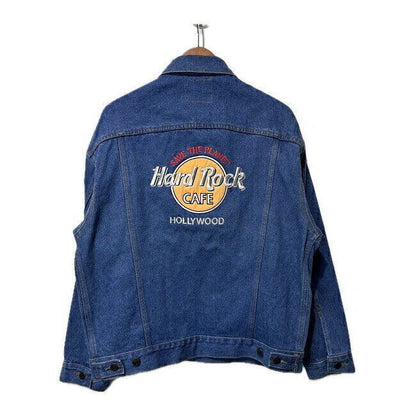 Hard Rock Denim Jacket 90's Vintage G Outerwear Embroidery Hollywood Made In USA