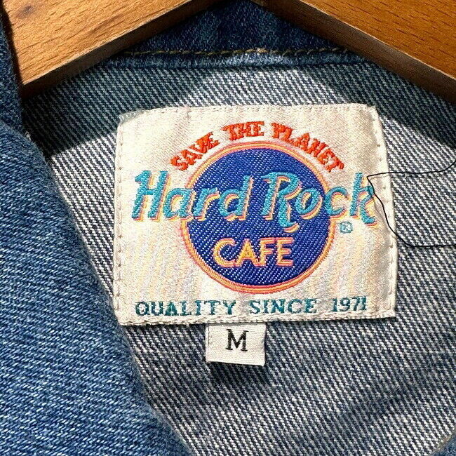 Hard Rock Denim Jacket 90's Vintage G Outerwear Embroidery Hollywood Made In USA