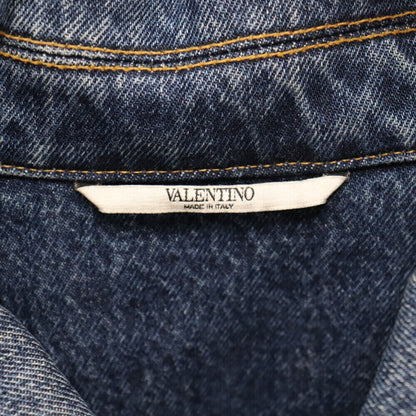 Valentino Size 50 Logo Denim Jacket Wv3Dc01J7L0 Indigo Blue Condition A Color