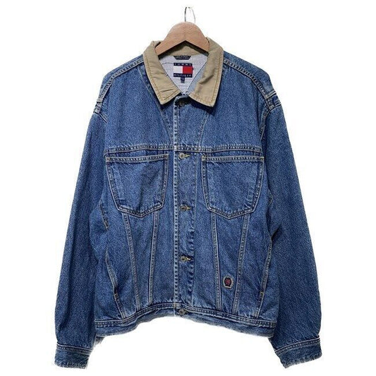 Tommy Hilfiger Denim Jacket 80's 90's Vintage G Logo Embroidery Collar Switching