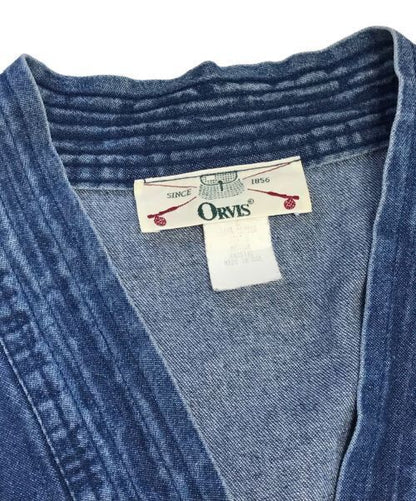 Orvis Collarless Denim Jacket  size Unknown Good Condition