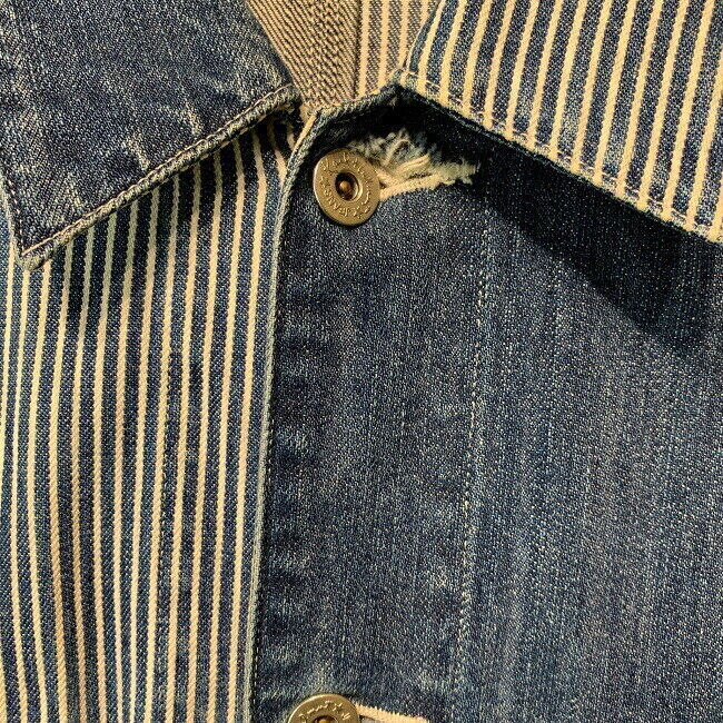 Karl Helmut Coverall Denim Jacket G Jean Striped Hickory Asymmetric Front Pocket