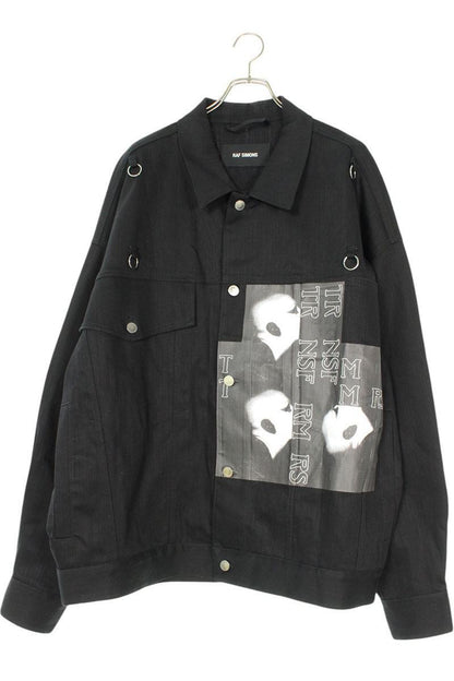 Raf Simons Size L 19Ss 191-724 Patch Design Oversized Denim Jacket Black 612142