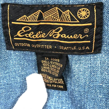 8 90S Eddie Bauer Denim Jacket Size M Indigo Neck Deterioration 17