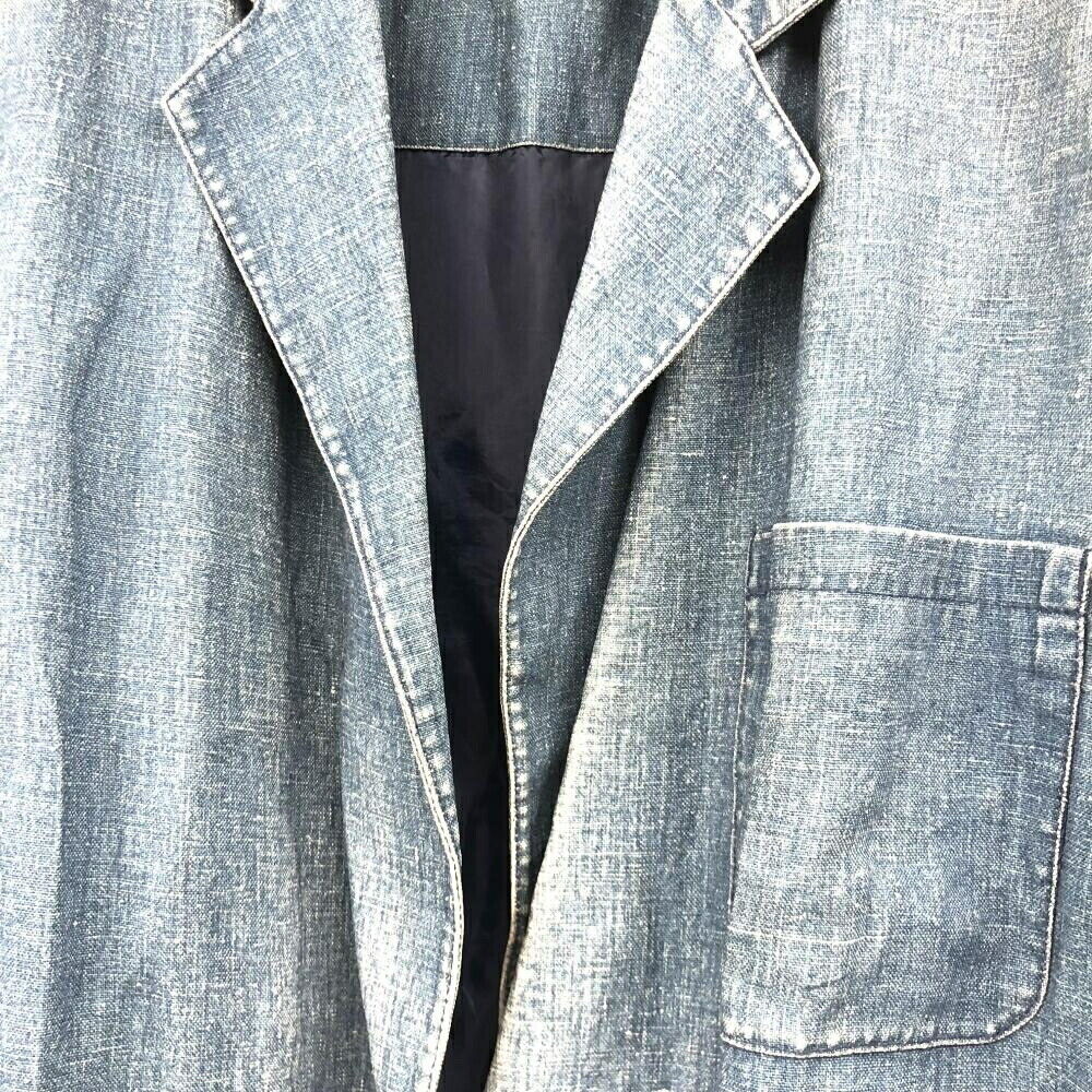 8 90S Eddie Bauer Denim Jacket Size M Indigo Neck Deterioration 17