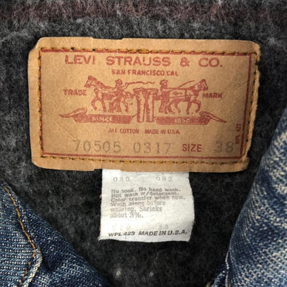 70S Levi's 70505-0317 Denim Jacket With Blanket Liner Size 38 Engraved 52 Small