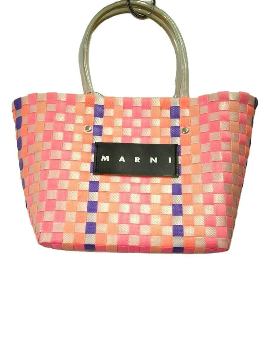 Auth MARNI  basket bag Multi Color Logo Tote bag plate Good Condition