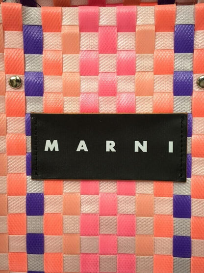 Auth MARNI  basket bag Multi Color Logo Tote bag plate Good Condition