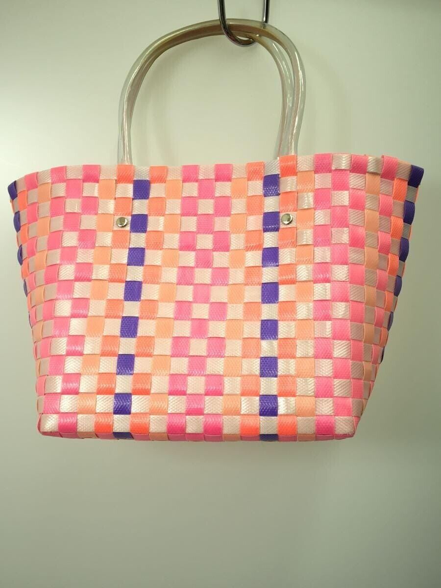 Auth MARNI  basket bag Multi Color Logo Tote bag plate Good Condition