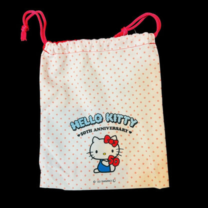 Hello Kitty 50th Anniversary Sanrio  Drawstring Bag W7.9in×H9.1in Kawaii Japan