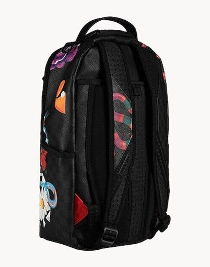 Sprayground SNAKES ON A BAG Backpack PVC Black Flower Plaid Zipper Closure