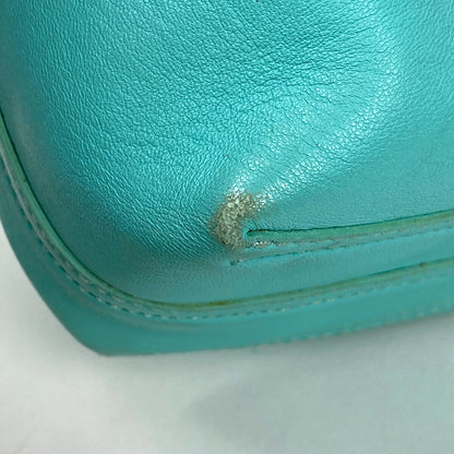 Tiffany Co. Logo Tote Bag 2Way Handbag Shoulder Leather Blue Ladies Msp39