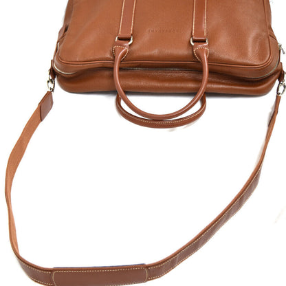 Longchamp Business Bag 2way Shoulder Leather Camel Near Mint