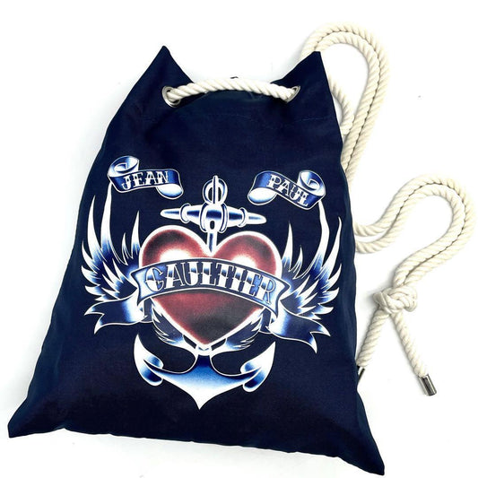 Jean Paul Gaultier Rare Print Heart Wing Shoulder Bag Navy Nylon