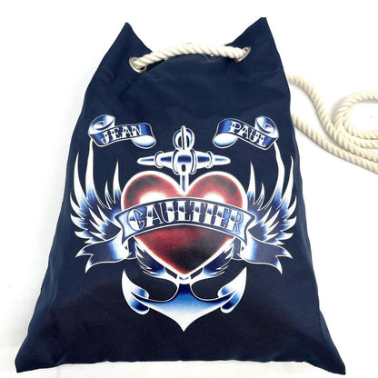 Jean Paul Gaultier Rare Print Heart Wing Shoulder Bag Navy Nylon