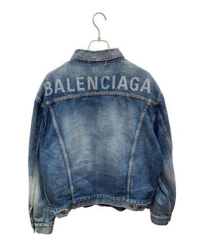 Balenciaga Back Logo Print Denim Jacket Denim Jacket