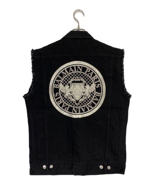 Balmain Back Embroidered Denim Jacket Denim Jacket