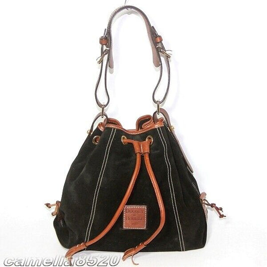 Dooney Bourke Kendall Shoulder Bag Black/Brown Suede Leather