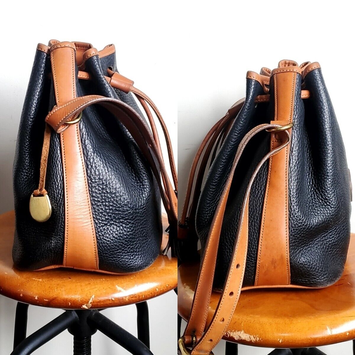 978 Dooney And Bourke Drawstringone Shoulder Bag Grain Leather Vintage