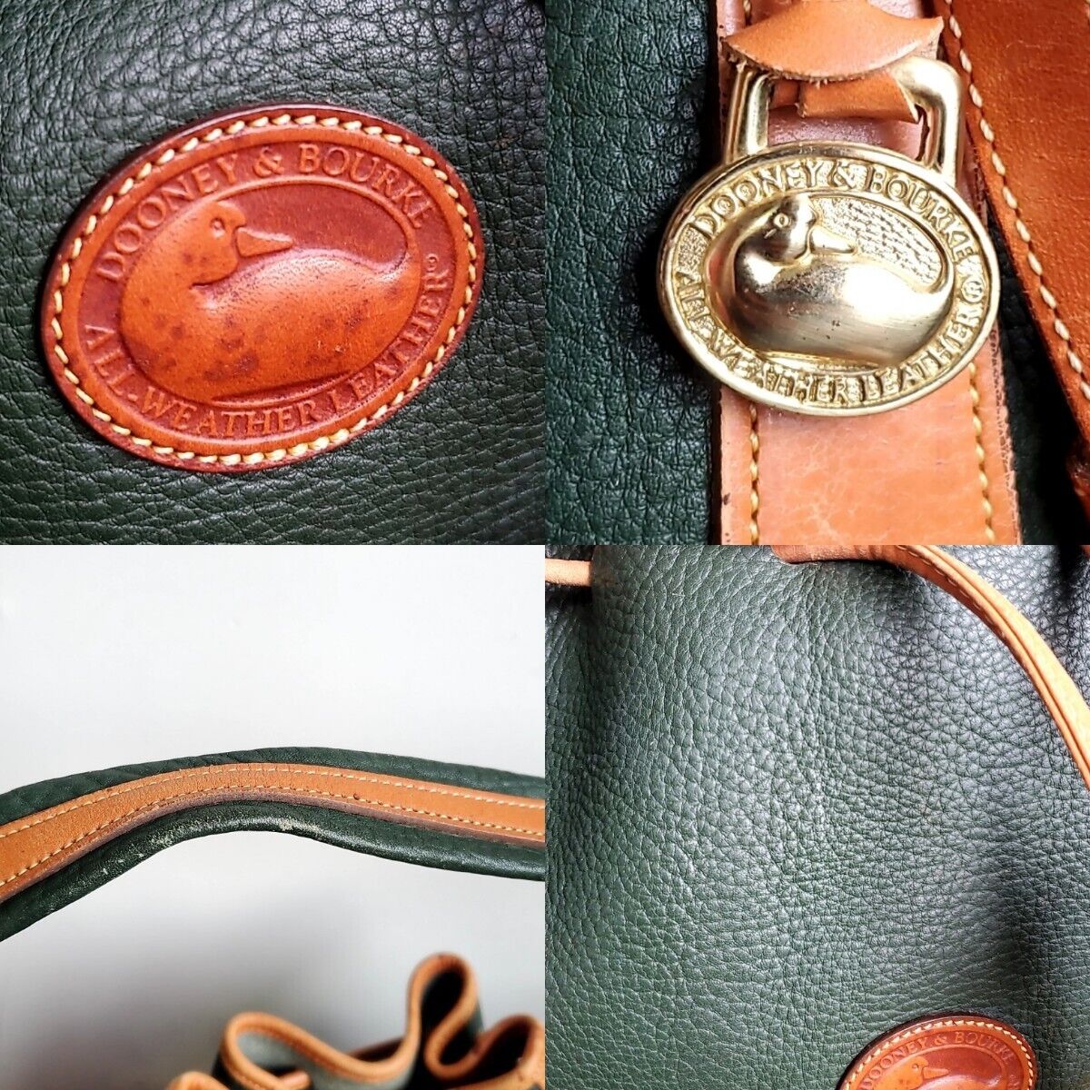 975 Dooney Bourke Drawstringone Shoulder Bag Green Grain Leather Vintage