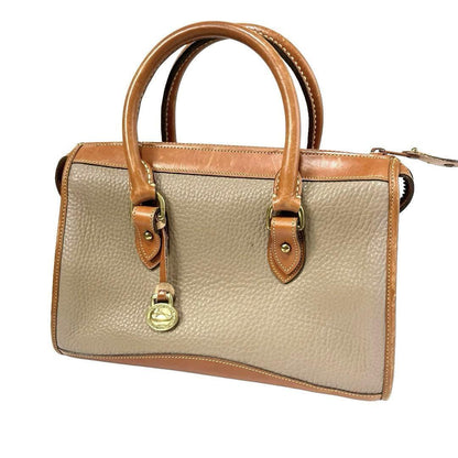 Dooney Bourke Mini Boston Bag Vintage Leather Handbag Duck Bird Beige 1186