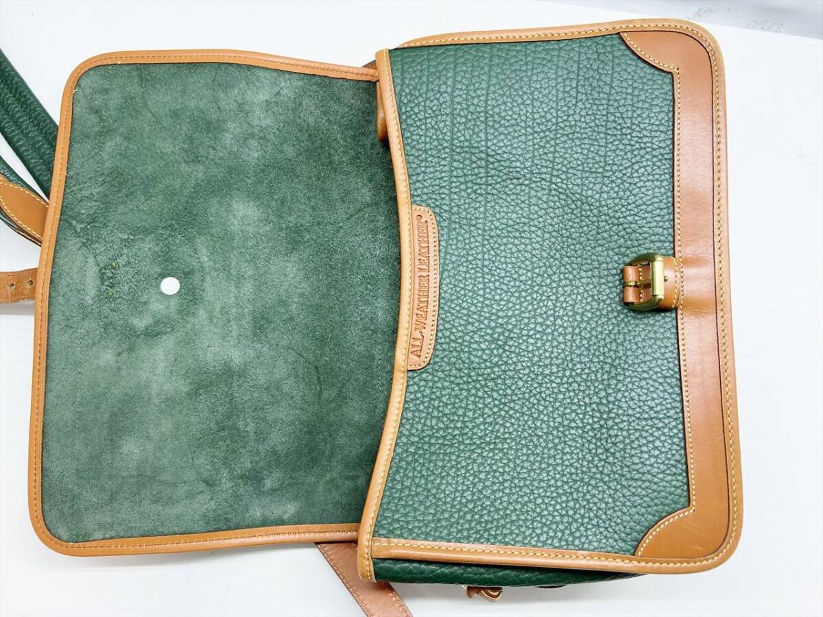 Good Condition Dooney Bourke Leather Old Shoulder Bag Messenger Green Brown