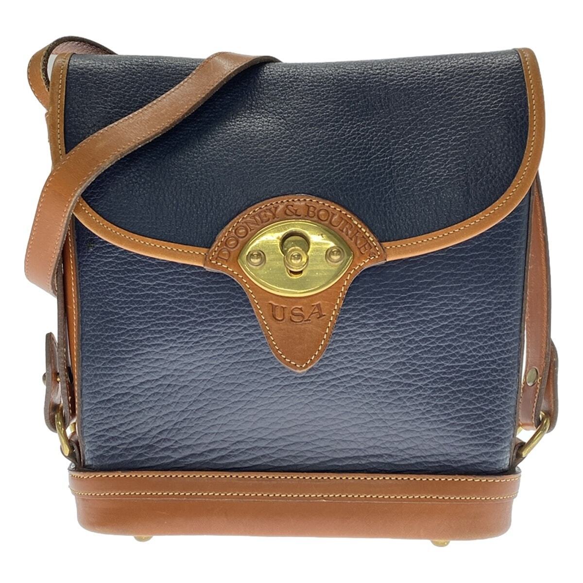 Dooney Bourke Shoulder Bag Navy Brown Leather