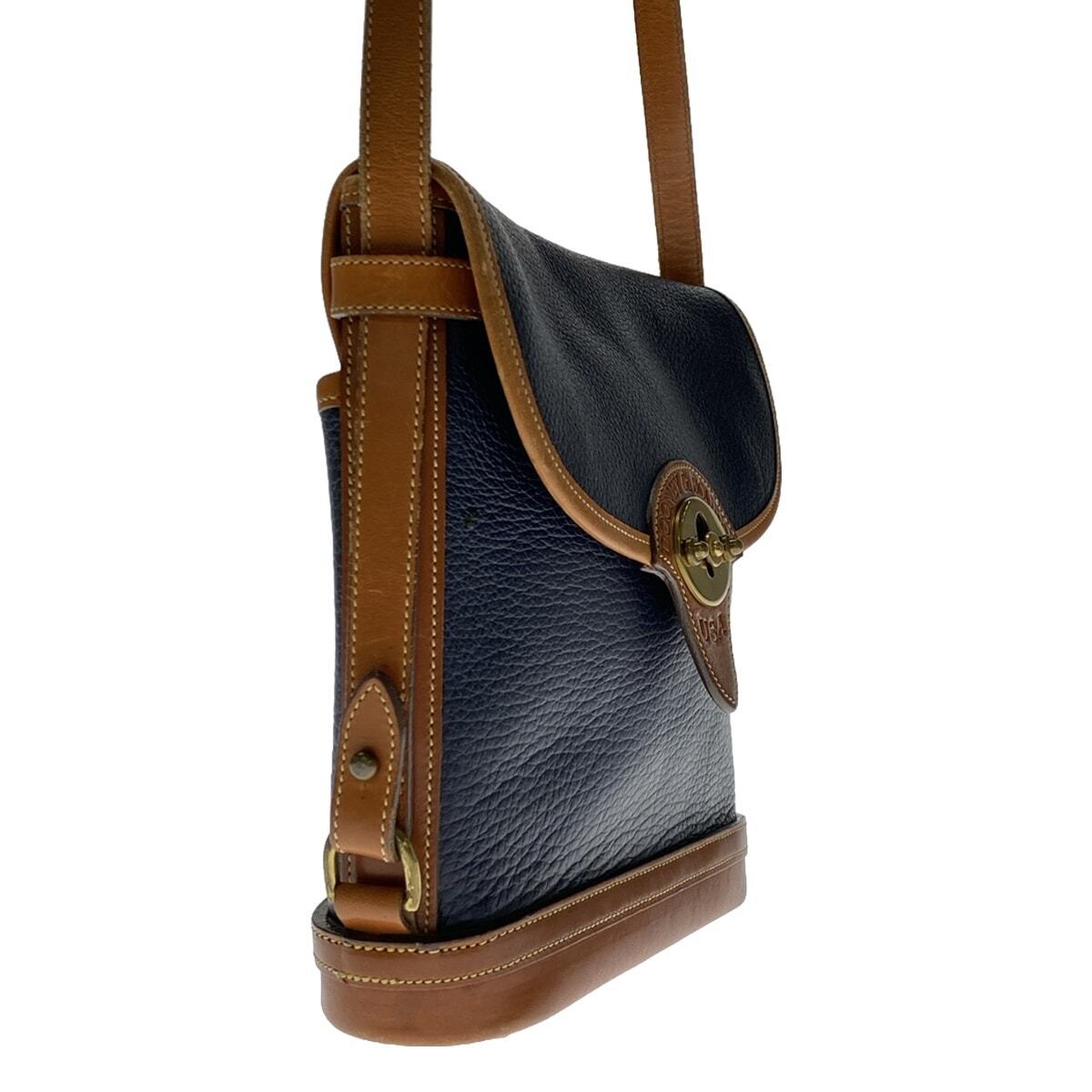 Dooney Bourke Shoulder Bag Navy Brown Leather