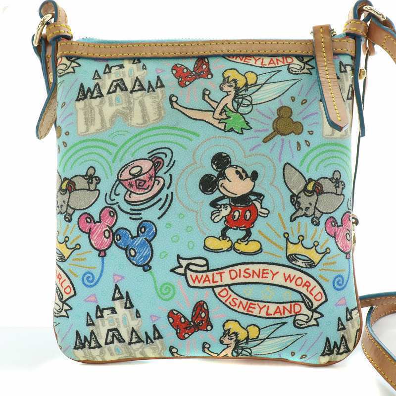 Dooney And Bourke Disney Shoulder Bag Leather Character All Over Pattern Blue Br