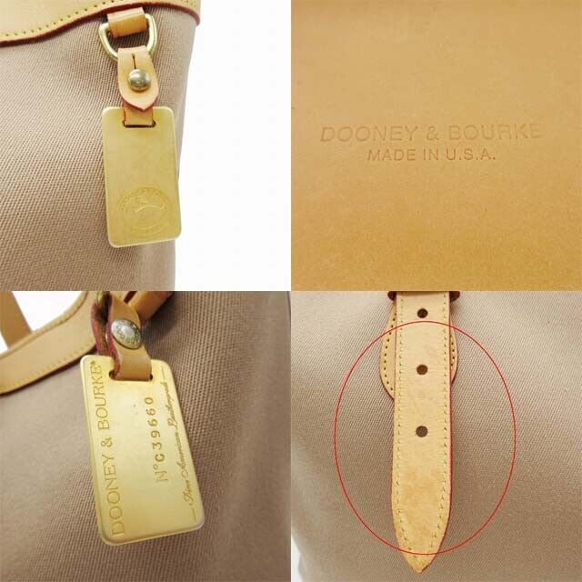 Dooney And Bourke Canvas Leather Tote Bag Logo Plate Charm Made In Usa Handbag S