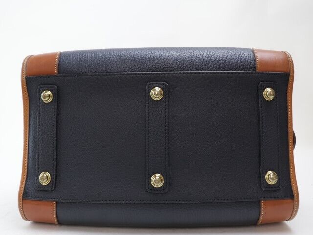 2403-70 Dooney Bourke Handbag Leather Dark Blue Brown