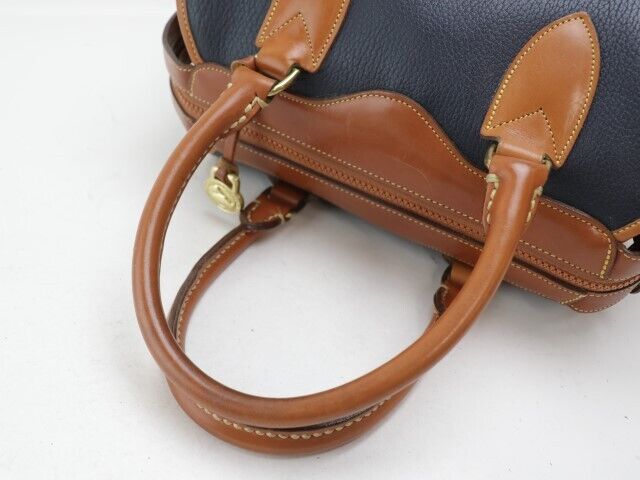 2403-70 Dooney Bourke Handbag Leather Dark Blue Brown