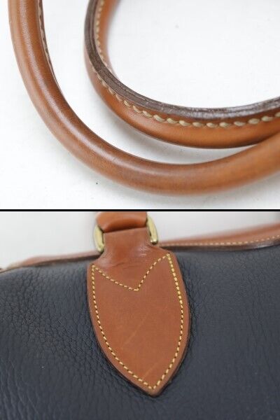 2403-70 Dooney Bourke Handbag Leather Dark Blue Brown