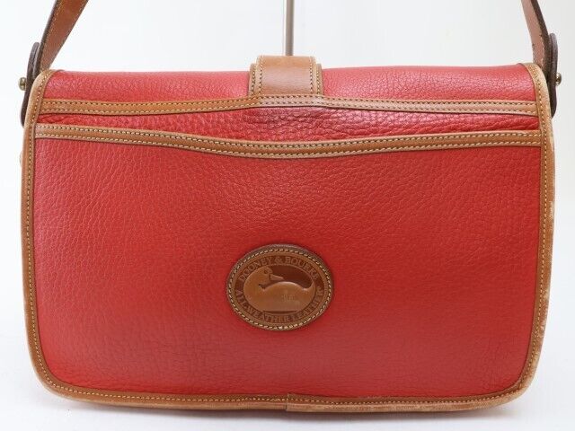 2401-69 Dooney Bourke Shoulder Bag Pochette Leather Red Camel Flap