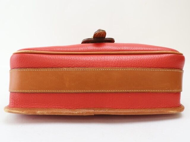 2401-69 Dooney Bourke Shoulder Bag Pochette Leather Red Camel Flap