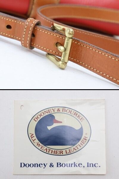 2401-69 Dooney Bourke Shoulder Bag Pochette Leather Red Camel Flap