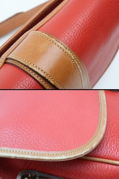 2401-69 Dooney Bourke Shoulder Bag Pochette Leather Red Camel Flap