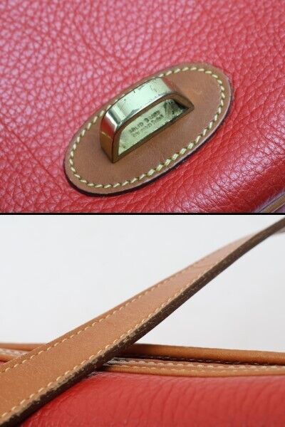 2401-69 Dooney Bourke Shoulder Bag Pochette Leather Red Camel Flap