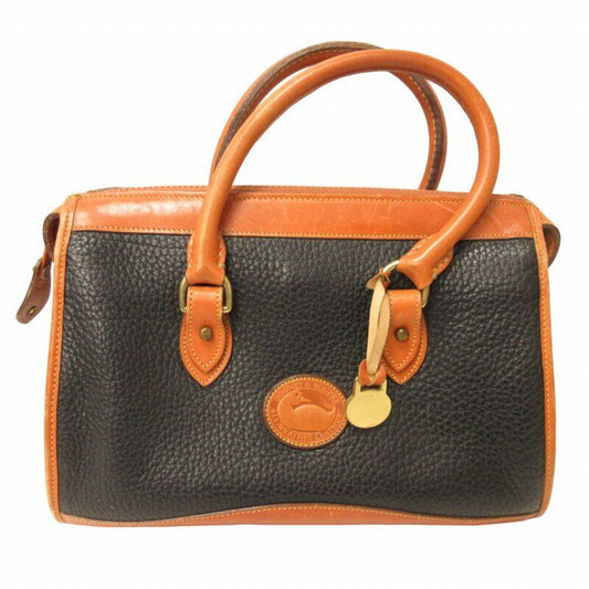 Dooney And Bourke Leather Mini Boston Bag Handbag Gold Hardware Orange Black 030