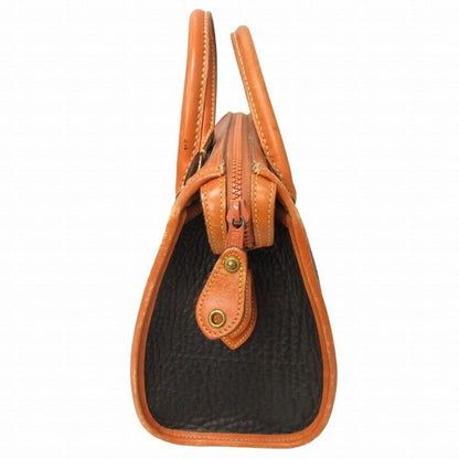 Dooney And Bourke Leather Mini Boston Bag Handbag Gold Hardware Orange Black 030